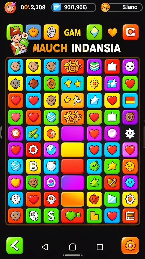 Screenshot menunjukkan tampilan level yang penuh warna.